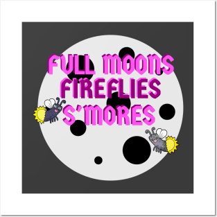 Campers Tshirt Full Moons Fireflies Smores Posters and Art